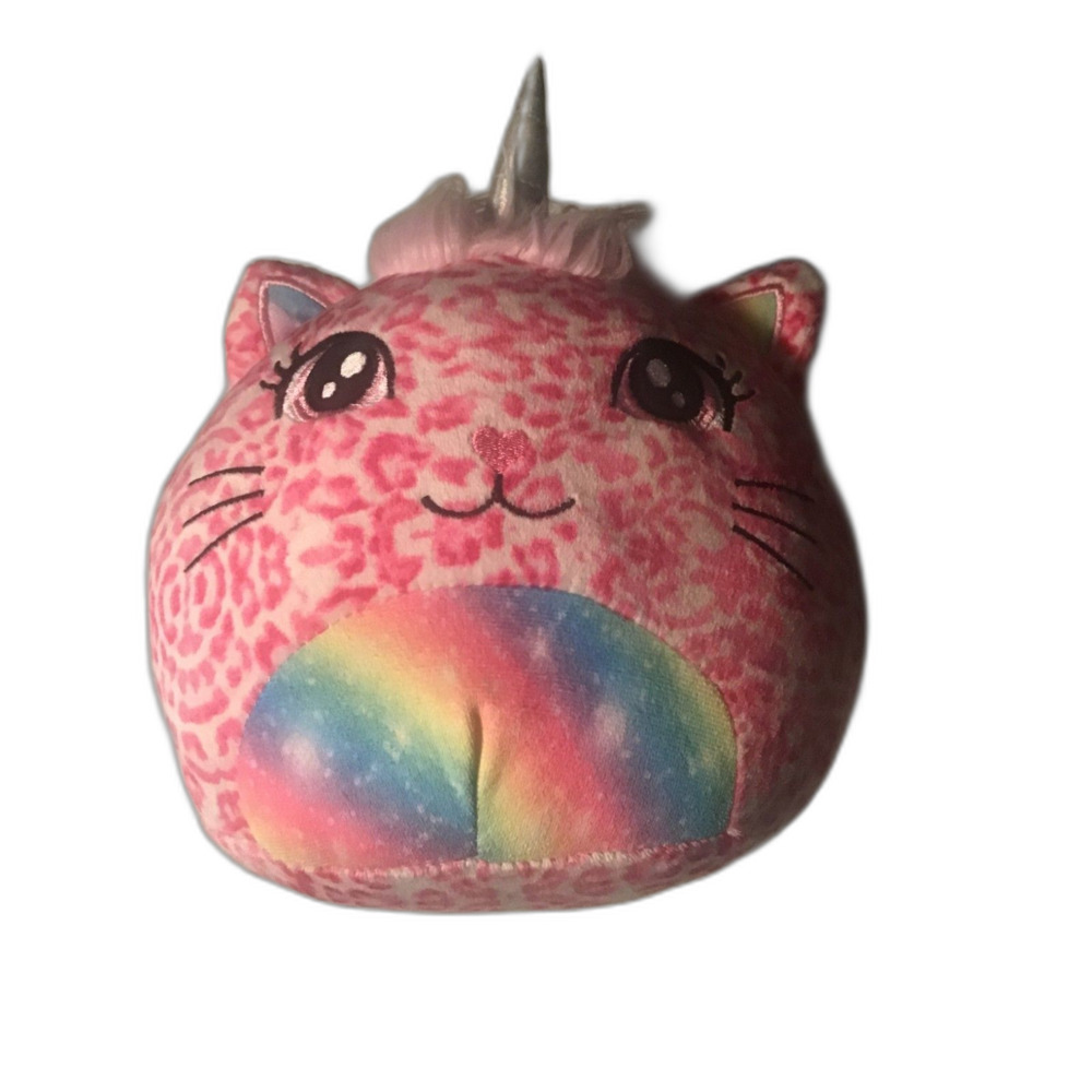 Idea Nuova Cuddly Crew 16" Pink Leopard Caticorn Rainbow Plush Kitty Smooshie